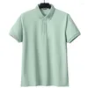 Męska Polos Ice Silk Polo Shirt krótkie rękawie luźne wszechstronne design sens letni pot oddychając stały kolor lapowy T-shirt