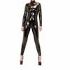 Traje de Couro Feminino Dominatrix Lingerie Sexy Corpo Inteiro Com Zíper Feminino Cosplay Clubwear Fancy Dress Crotchless PVC Look B04022513