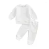 Kläder sätter baby pojke vinterkläder set brev tryck crewneck sweatshirt toppar solida avslappnade byxor - bedårande småbarn faller outfit för kallt