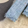 Giacche da donna Design Autunno Lurex Rattoppato Tweed Giacca a maniche lunghe in lana con scollo a V Cappotto monopetto ML