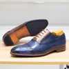 Men's Oxford Genuine Leather Dress Shoes Handmade Classic Lace-Up Solid Cap Toe Office Business Wedding Formal Shoes for Men