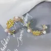Stud SENYU femmes douce fleur ronde boucles d'oreilles mouchoir Imitation perle mode femmes bijoux mariage mariée ronde boucles d'oreilles 230714