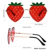 Solglasögon Halloween kostym Strawberry Metal Rimless Sun Glasses Y2K Shades för festival/fest/rave juldekorationer