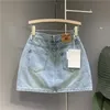 Damenhosen 2023 Sommer Vintage Mini Denim Gürtel Design A-Linie Jeans Röcke Lässige lose hohe Taille Kurzer Rock Koreanische Modekleidung 230714