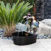 Decorazioni da giardino Gufo in resina Fontana d'acqua Statua Modello animale Ornamentale Multicolore Decorazione da giardino autoportante per cortile L230714