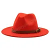 Chapéu Fedora Simples Feminino de Lã com Fita de Couro Cavalheiro Elegante Senhora Aba Larga Jazz Church Panama Boné Sombrero