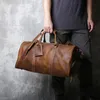 Borsoni Borsa da trasporto da uomo vintage Borsa da viaggio in pelle di cavallo pazzo europeo e americano Strato Borsa a tracolla di grande capacità in denim alto 230714