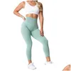 Yoga outfit nvgtn sömlösa leggings spandex shorts kvinna fitness elastisk andningsbar höftlyftning fritidssport lycra spandextights d dh4xy