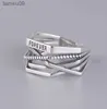 100 Genuine 925 Sterling Silver Line Winding Shape Forever letter Open Rings For Women Creative Design Lady Fine Jewelry Gifts L230704