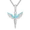 Pendant Necklaces Glow In The Dark Series Pass Diamond Tester Moissanite Dagger Wing Pendant Iced Out Men's Hip Hop Jewelry Charm Necklace