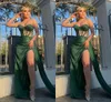 Sexy Vert Sirène Robes De Bal Longues Pour Femmes Chérie Drapé Illusion Haut Côté Split Tenue De Soirée Soirée Anniversaire Pageant Deuxième Réception Robes