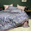 Bedding Sets 100 Egyptian Cotton Set King Size Bedclothes Flowers Green Tropical Leaves Duvet Cover Bed Sheet Shams Sateen Linens 4pc