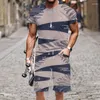 Männer Trainingsanzüge Sommer Kurzarm 2-teiliges Set Trainingsanzug Mode Tops 2023 Outfit Casual Strand 3D Gedruckt Luxus Lustige straße
