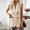 Dames Vesten Fantasie Vrouw Pak Vest Temperament Commuter Jas Herfst Winter Slim Fit Vest Met Zakken Botton Mouwloos Uitloper