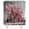 Shower Curtains Pink Castle Shower Curtain Kids Decor Spring Flower Park Forest Road Landscape Scenic Bathroom Curtain Decor Set with