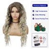 Sentetik peruklar kül sarışın peruk kadınlar için uzun kıvırcık saçlar kabarık ombre saç modeli dalga kostümü karnaval partisi normal 230714