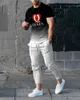 Herren-Trainingsanzüge, Anzug, 2-teiliges Set, Jogger-Outfit, 3D-gedruckt, Qeen Sommer, lustig, kurzärmelig, T-Shirt, lange Hosen, Herrenbekleidung