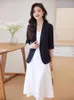 Trajes de mujer 2023 Primavera Verano manga tres cuartos traje abrigo mujer elegante cuello de un solo pecho Oficina señora trabajo Blazer Tops francés