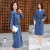 Casual Dresses 2023 Spring Long Denim Dress Women Sleeve Shirt Loose Button Poclets Overdimensionerade jeans