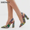 Sandals SHY High Heels INS Design Multi Snake Printed Summer Sandals Woman Shoes Party Lady Female Office Shoes 230714