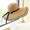 Wide Brim Hats Women's Summer Sun Cap Fashion Sweet Beach Sunscreen Hat Folding Travel Sunshade Wholesale Adjust Korean Women A148