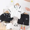 Roupas de bebê conjunto de meninos roupas de manga curta calças de camiseta 2pcs terno de algodão panda bebê
