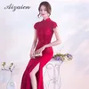 Модная невеста красная русалка китайские вечерние платье