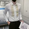 Koszule męskie luksusowe szlachetne koszulki haftowe dla mężczyzn biznes formalny długi rękaw Męski druk społeczny Azjatyckie koreańskie ubrania plus t230714