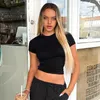 Damen-T-Shirt, schwarz, kurzärmelig, T-Shirt, weiblich, bauchfreies Top, Basic-T-Shirts, schmal, lässig, weiße Tops, Y2K, Streetwear, O-Ausschnitt, rot, Baby-Sommerkleidung 230714