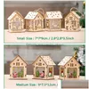 Christmas Decorations Led Candle Light Wood House Hanging Tree Ornament Diy Home Holiday Decoration Nice Wedding Xmas Festival Gift Dh9Se