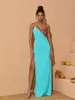 Kvinnors badkläder Tosca STARFISH Bustier Split Maxi Dress Spaghetti Strap Backless Design Celebrity Party Semester Sexig snörning Långt