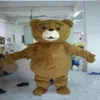 2019 mascotte de haute qualité taille adulte dessin animé longue peluche ted ours brun costume de mascotte mascotte costume d'halloween noël fou 2411