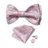 Bow Ties Jaquard Floral Pink Men's Silk Self-Tie Bowties For Man Fashion Neck Wedding Luxury Cufflink Hankychief Accessory