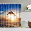 Shower Curtains Beach Scenery Beach Shell Shower Curtain Bathroom Curtain Fragic Waterproof Polyester Bathroom Curtain 180x180cm 230714