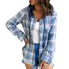 Dames Blouses 2023 Lente Herfst Plaid Shirt Dames Hooded Button Up Vrouwelijke Dames Losse Geruite Top Voor