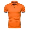 Polos pour hommes Polo à manches courtes boutonné à rayures noires Plus Size Boys Summer Formal Office Wear Chemises orange Uniforme de baseball 3xl