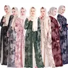 Abbigliamento etnico Donna Abito da sera musulmano Abaya Dubai Islamico Elegante costume femminile Paillettes Scava fuori Moda Ramadan Party Set2570