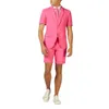 Costumes pour hommes costume 2 pièces manches courtes et short été mode personnalisé couleur unie mariage plage vêtements quotidiens coupe ajustée