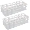 2Pcs Plastic Test Tube Rack 24 Holes Lab Holder For 25mm Tubes Detachable White