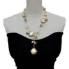 Pendanthalsband Yygem Blue Murano Glass Freshwater Odlat White Keshi Pearl Gold Filled Chain Halsband 21 "230714