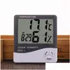 Strumenti di temperatura Igrometro digitale LCD Orologio di precisione per uso domestico Misuratore di umidità Termometro con allarme calendario Batteria Powe Dhitk