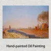 Opere d'arte fatte a mano su tela The Plain of Colombes White Frost Claude Monet Pittura Paesaggi di campagna Decorazioni per ufficio