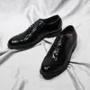 Oxfords Fashion Men Genuine S Brevet Lece Mash Lace Up Oxford Solid Cap Toe Party Wedding Office Dress Shoes F Dre Scarpe