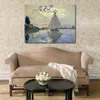 Berömda målningar av Claude Monet Sailboat på Le Petit-genennevilliers Impressionist Landscape Hand Painted Oil Artwork Home Decor