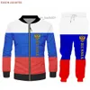 Herrspårsperioder Plus Size S-7XL Men set 2pk Set Novelty 3D Printing Flag of Ryssland Hoodie Jacket Sweatpants Set Custom Hip Hop Clothing Z230720