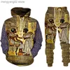 Men's Tracksuits Horus Egyptian God Eye of Egypt Pharaoh Anubis Hoodie Tracksuit Men Clothing Sets Autumn Winter Sweatpants Male Sweatshirt Suit T230714