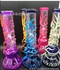 Smoking Pipes Tall Glow In The Dark Luminous Glass Bong Beaker Dab Rig Water Pipe 25mm Bowl Hand Painted Flowers Drop Delive Dhibl