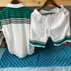 Mannen Trainingspakken Real Pos Casablanca Shirts Groene Streep Print Korte Mouwen Vest Zomervakantie Losse Shirt voor Mannen Vrouwen 230713