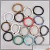 Braccialetti con fili di perline Gioielli 8Mm Pietra lavica nera Howlite Occhio di tigre Bracciali con perline di ematite Bracciale con diffusore di oli essenziali per W Dhlgs