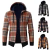 Hommes Hoodies Hiver À Manches Longues Cardigan Velours À Capuche Chandail Treillis Sweats Pour Hommes Hommes Plaine